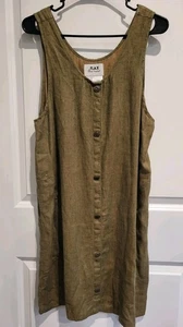 Vestido Camisa Flax by Jeanne Engelhart Mujer Talla S Marrón/Oliva Bolsillos Lino - Imagen 1 de 11