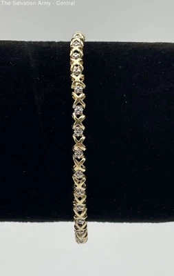 10K Yellow Gold X-Design Eternity Tennis Bracelet With Diamond 4.52 Grams - Image 1 of 4