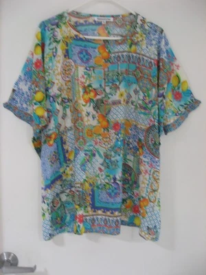 HAMMOCK+VINE MULTICOLORED SHORT SLEEVE OVERSIZED TOP SIZE 12 - image 1 of 4