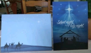 Silent Night-Holy Night Glitter Christmas Greeting Card With Envelope 7.5x5.5 - Picture 1 of 6