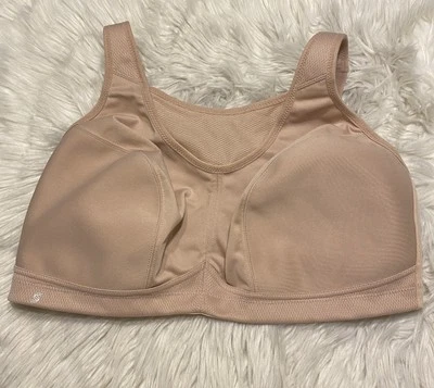 Sujetador deportivo Glamorise 42DD bronceado figura completa sin rebote camisola inalámbrica 1066 Foto 1 de 4