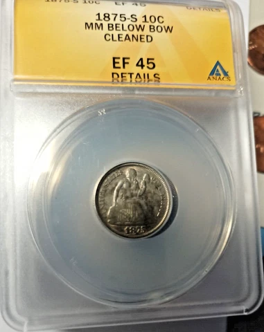 1-SEATED LIBERTY-1875S&1-BARBER DIME 1902-10C/1-INDIAN HEAD 1899-1C Cover