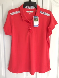 NWT Ladies Pebble Beach Dry-Luxe Performance Golf Polo Shirt - Coral - Size XL - Picture 1 of 12
