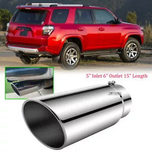 5" Entrada 6" Salida 15" Longitud Punta de escape atornillable Acero inoxidable para Toyota 4Runner - Imagen 1 de 13