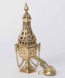 Bruciatore di incenso chiesa tradizionale gotico ottone ornato Thurible (#20) Calice Co. - Foto 1 di 23