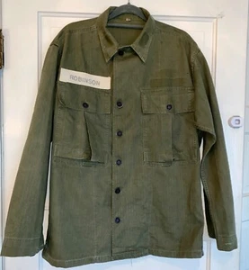 WW2 US ARMY HBT Cotton Shirt Combat Herringbone Twill Metal 13 Star Buttons - Picture 1 of 14