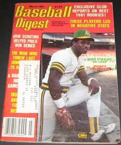 March 1981 Rickey Henderson HOF Oakland A's Baseball Digest Clean Nice Shape! - Picture 1 of 3