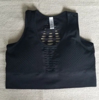 NWOT Sports Bra Black Mesh cutout Size M Medium Yoga Athletic Medium Impact - Image 1 of 4