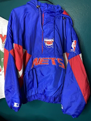 VINTAGE RARE NEW JERSEY NETS STARTER PUFFER JACKET MENS XL Kevin Durant Cover