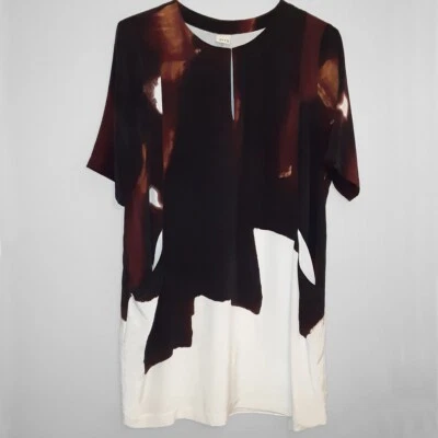 Vestido recto crudo talla XL manga corta 100 % seda forrado bolsillos blanco marrón negro Foto 1 de 4