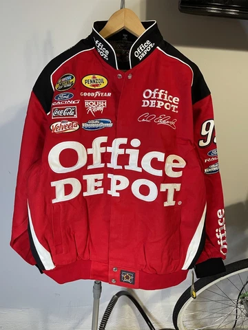 Vintage Signed CARL EDWARDS NASCAR OFFICE DEPOT JH Design RACING JACKET L Cover
