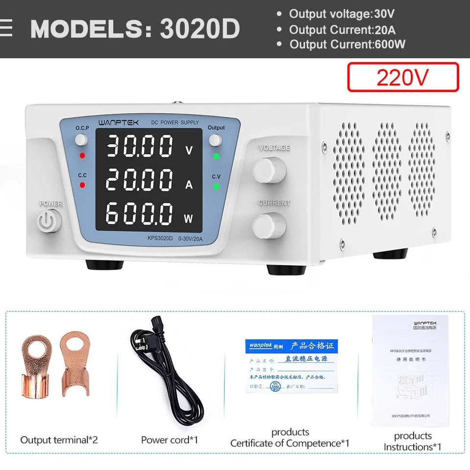 WANPTEK KPS3020D  DC Power Supply 30V 20A 600WAdjustable Power Supply ty23 - Image 1 of 1