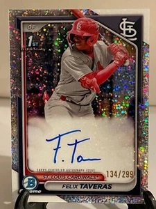 2024 Bowman Chrome CPA-FT Felix Taveras Auto 1st Mini Diamond Refractor 134/299 - Picture 1 of 2
