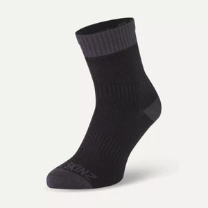 SealSkinz Wretham Waterproof Warm Weather Ankle Length Socks - Black / Grey