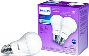 Philips ledbulb 100 W led 2 pack A19 bulb 11000 hours new 462010 - Picture 1 of 5