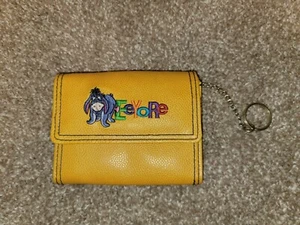 Vintage Disney Store Eeyore Wallet Keychain Yellow Embroidered Rare - Picture 1 of 10