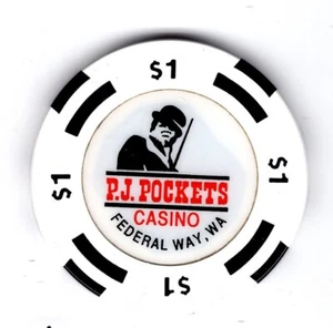 Card Room: P. J. Pockets 1.00, Federal Way, Washington Type 2 - Picture 1 of 2