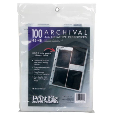 100x Archival Sleeves Pages Holds Four 4x5" Negatives Transparencies Print File - Image 1 of 4