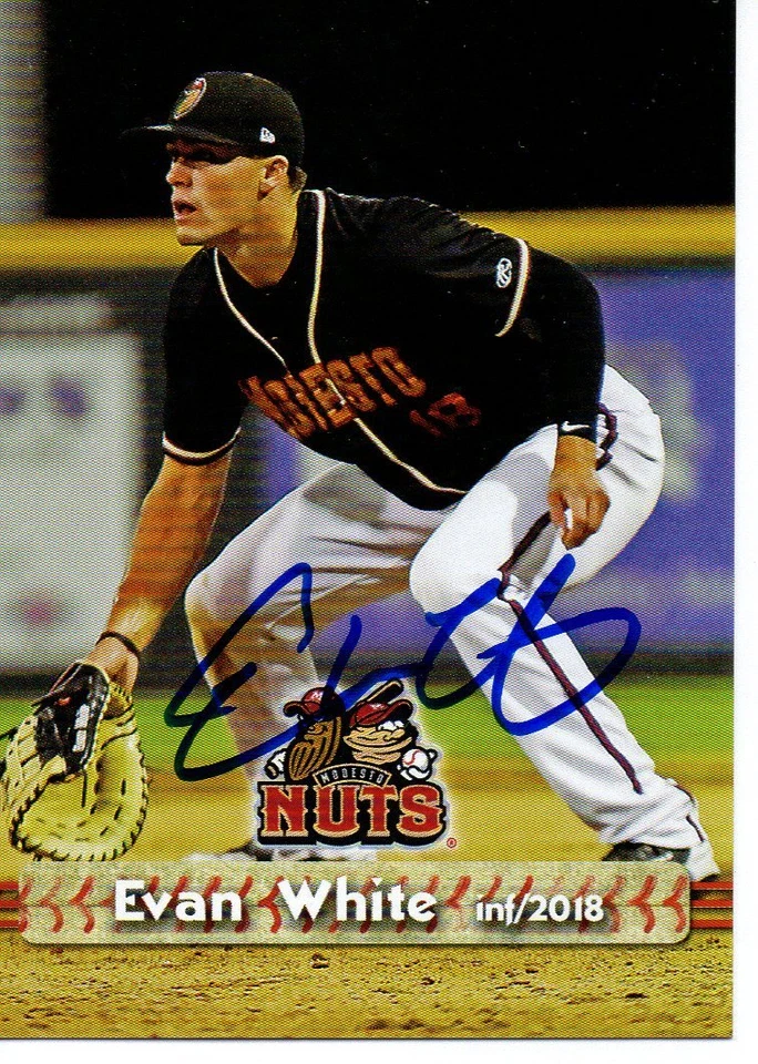 Evan White 2018 Modesto Nuts Signed Card - Image 1 of 1