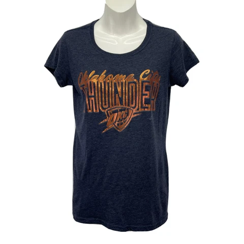 OKC Thunder T Shirt / Women’s (M) Heather Navy Blue / Adidas Cotton Blend SLIM Cover
