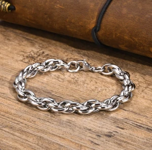Pulsera de cadena de eslabones de cuerda gruesa de acero inoxidable de calidad de 7*MM para hombre - Imagen 1 de 3