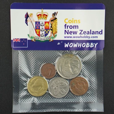 Monedas de Nueva Zelanda, 5 monedas aleatorias únicas de Nueva Zelanda 🇳🇿 Foto 1 de 3