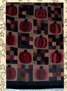 Shaggy Pumpkin Patch Schoß oder Wand Quilt Muster Primitive Volkskunst - Bild 1 von 2