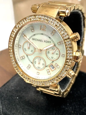 Reloj para mujer Michael Kors MK5491 Parker cuarzo cronógrafo oro rosa acero USADO Foto 1 de 4