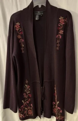 Cárdigan Suéter Largo Vintage Carole Little Knitwear Frente Abierto M BoHo Retro Foto 1 de 4