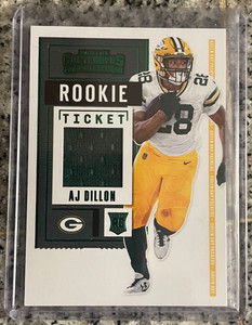 AJ Dillon 2020 Panini Contenders Rookie Ticket Patch Packers RC
