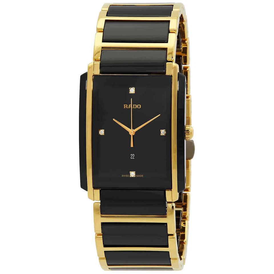 Rado Integral Diamonds Men's Ceramic Quartz Watch - Black / Gold (R20204712)