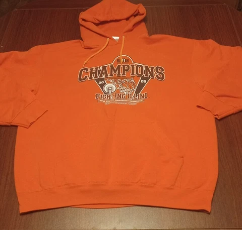 VTG University Of Illinois Big Ten Champions 2005 Hoodie Men's XL Orange Cover