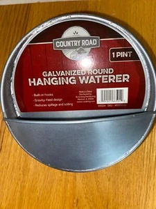 Galvanized Round Hanging Waterer 1 Pint With Built-In Hooks & Gravity-Feed Desig - Picture 1 of 5