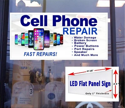 Reparación Teléfono Celular Caja Luz LED Letrero Ventana 48"x 24" Foto 1 de 4