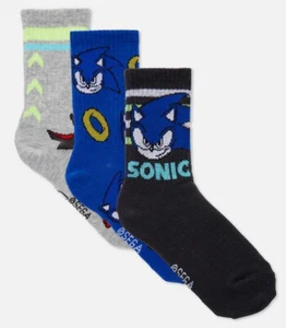 Sonic The Hedgehog Socks Black Grey Blue 3 Pack 12.5 Jnr-6.5 UK - Picture 1 of 2