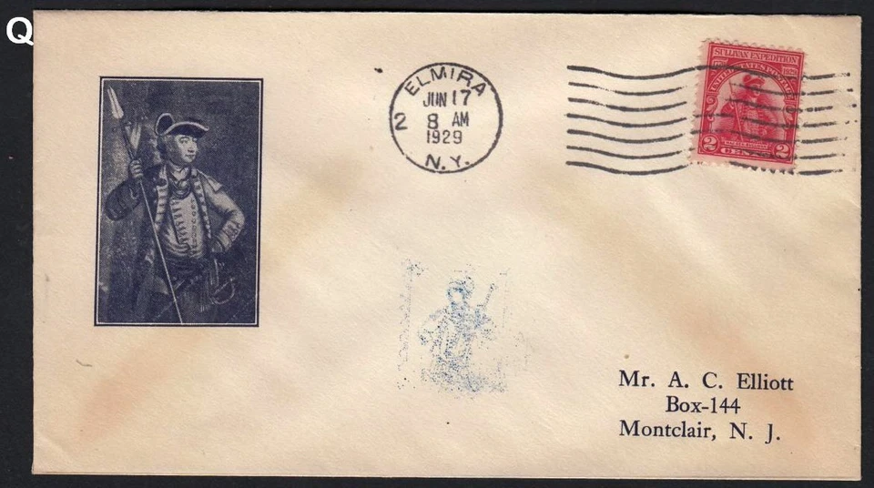 1929 John Sullivan Sc 657-8A FDC Elmira NY 1st A. C. Elliott cachet CV $65 - Image 1 of 1