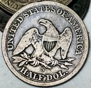 1856 S Seated Liberty Half Dollar 50C Ungraded 90% Silver US Coin CC22556 - Picture 1 of 7