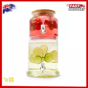 Glass Beverage Bar Juice/Drink/Water/Tea Drink Stand Dispenser with Lid - Picture 1 of 11