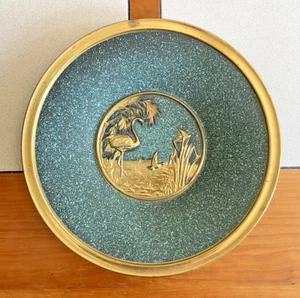 Vintage englische Messing Wandbehang Platte geprägt Marschland Szene 13,5" - Bild 1 von 7