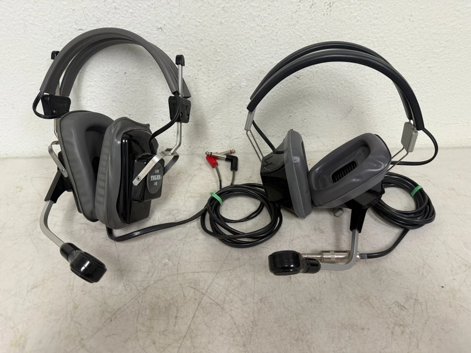 Lot of 2 Vintage Genuine Telex Aviation Headsets Model 2400-145 Pilot Radio - Image 1 of 4