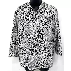 Zenergy By Chico's Leopard Print Windbreaker Women's Size 2 (L/12) - Picture 1 of 7