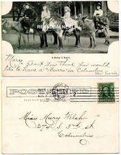 COLUMBUS, OHIO-Four Children on Riding Mules (A String of Pearls) 1906 Postcard