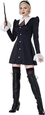 Mini Vestido Gótico Niña Escuela Negro Sexy Elegante Disfraz Halloween Adulto Foto 1 de 2