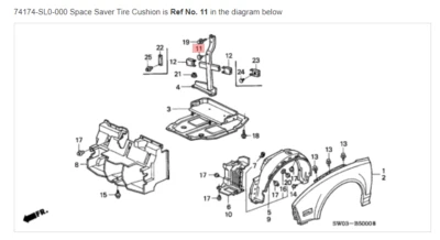 Cojín para neumáticos HONDA ACURA GENUINO OEM NSX ahorro de espacio ☆ 74174-SL0-000 ☆ Foto 1 de 2