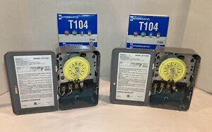 (2) Intermatic T104 DPST 208-277V Mechanical Time Switch Indoor 24hr Operation