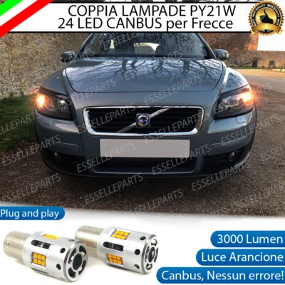 COPPIA LAMPADE PY21W LED VOLVO C30 CANBUS 3.0 24 LED FRECCE ANTERIORI - Immagine 1 di 4