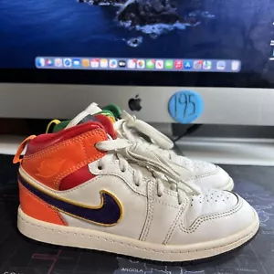 Nike Boys Air Jordan 1 Mid 640734-128 Multicolor Basketball Shoes Sneakers Sz 1Y - Picture 1 of 7