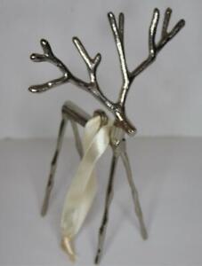 Pottery Barn Silver Tone Twig Reindeer Christmas Ornament s1