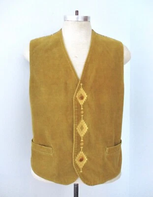 Chaleco Chaleco Pana Oro Años 50 60 De Colección Diamante Bordado Bolsillos Italia 42 Foto 1 de 4