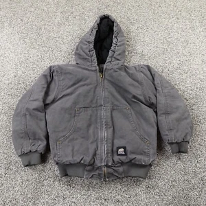 Berne Jacket Boys S 7-8 Black Canvas Hood Bomber Barn Work Chore Coat Youth Kids - Picture 1 of 10